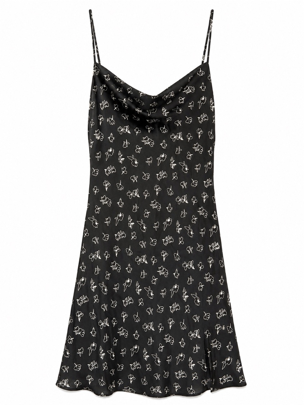 COTTON CANDY LA Black Floral Cowl Neck Midi Dress | Size S | Y2K Slip Dress